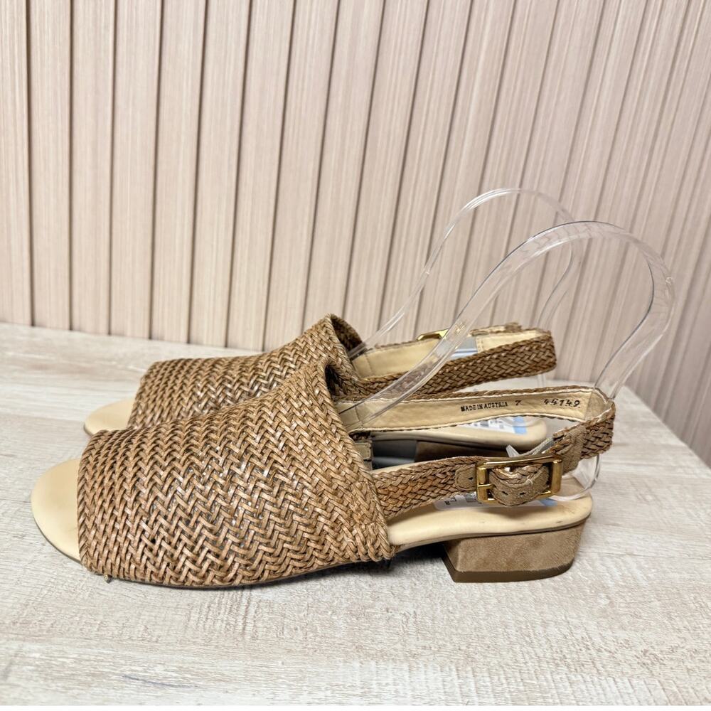 Paul Green Helena Woven Leather Block Sandal Women's Shoes Size 9.5